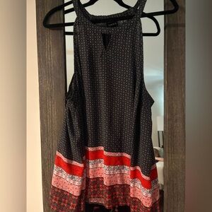 torrid Black Sleeveless Tunic with Red Border Print